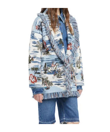 Alanui Tex-hawaii Roundtrip Fringed Tapestry Cardigan In Multi
