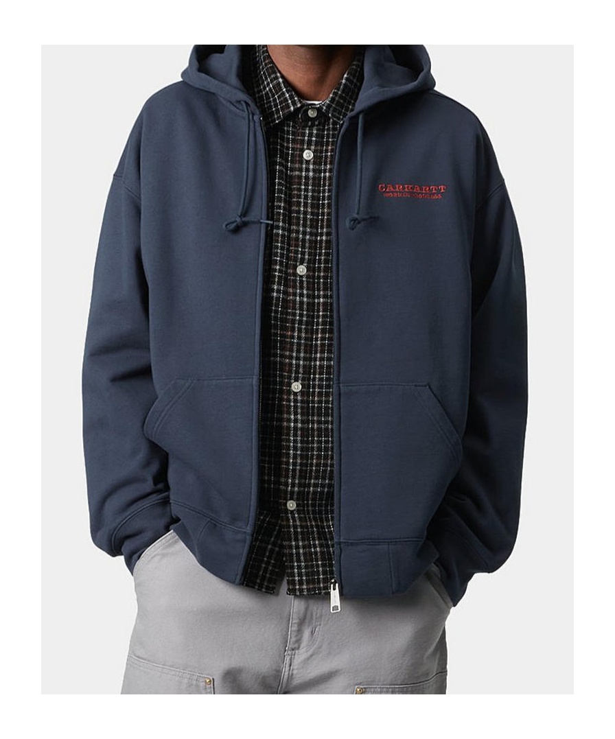 Carhartt Hooded Sweatshirt With Graphic Print And Pockets In Black