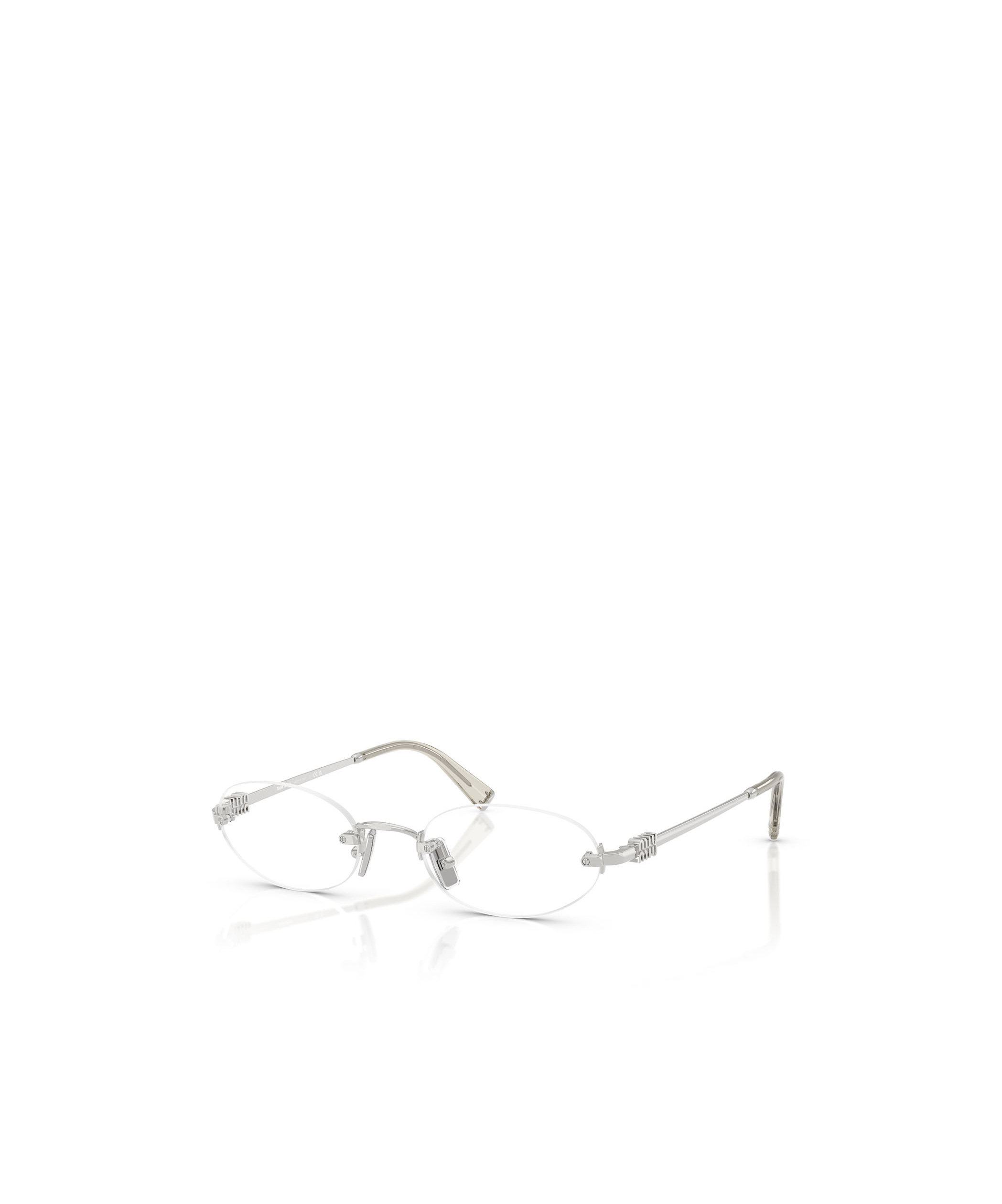 Miu Miu Runde Brille Mit Logo-schild In White