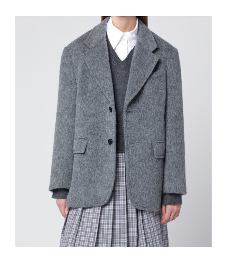 Dunst Grey Mélange Wool-blend Jacket In Gray