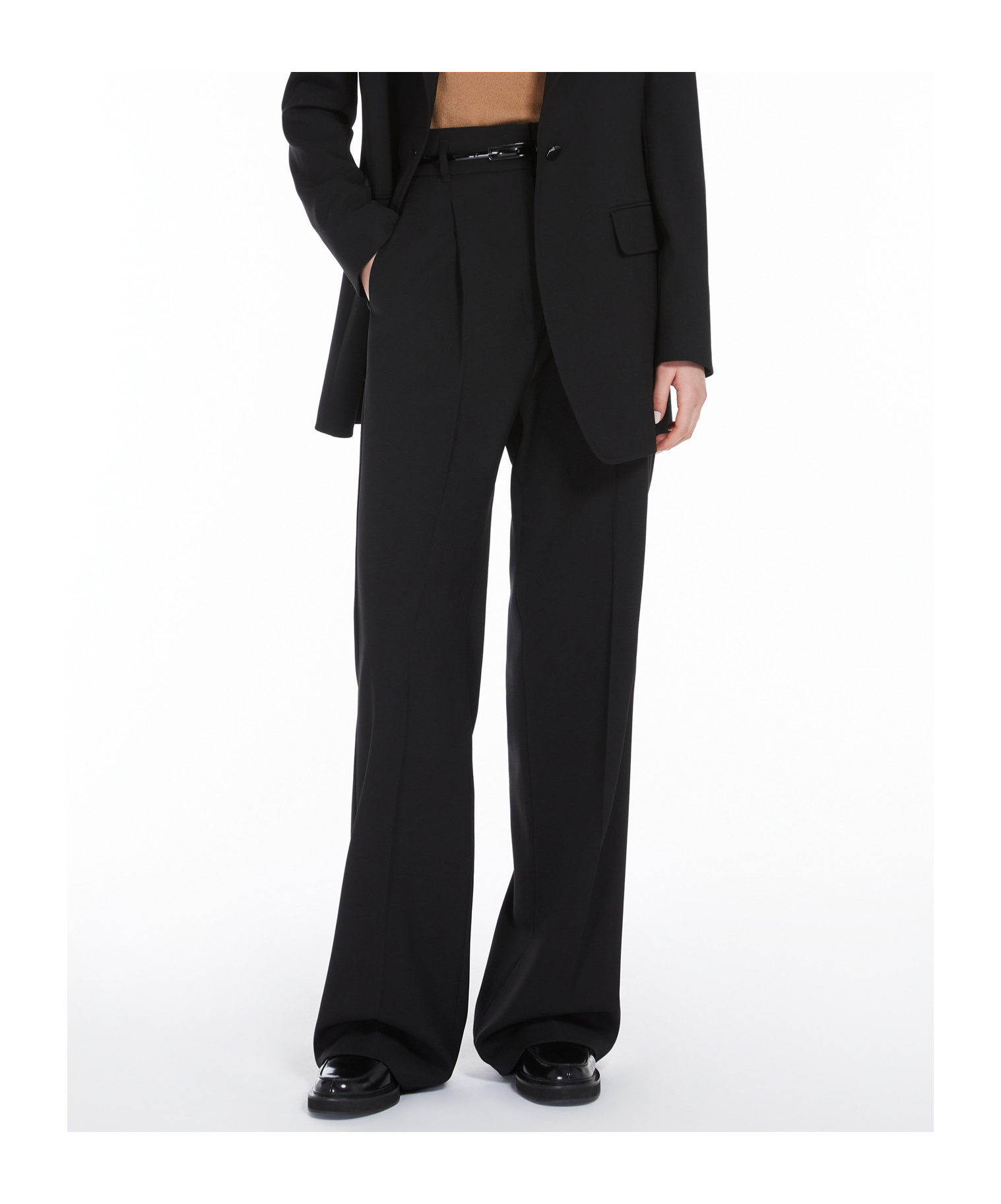 Max Mara Marusca High-waisted Wool Trousers In Black
