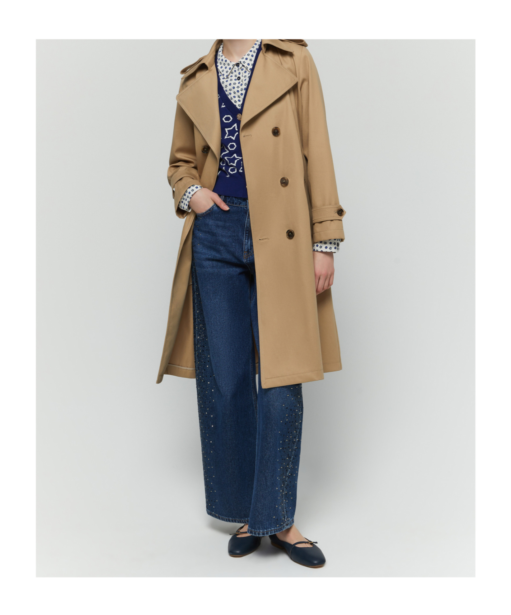 IBLUES DOUBLE-BREASTED TRENCH COAT