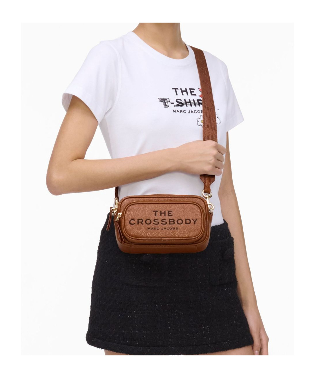 Marc Jacobs The Crossbody Tote Leather Bag Argan Color In Brown
