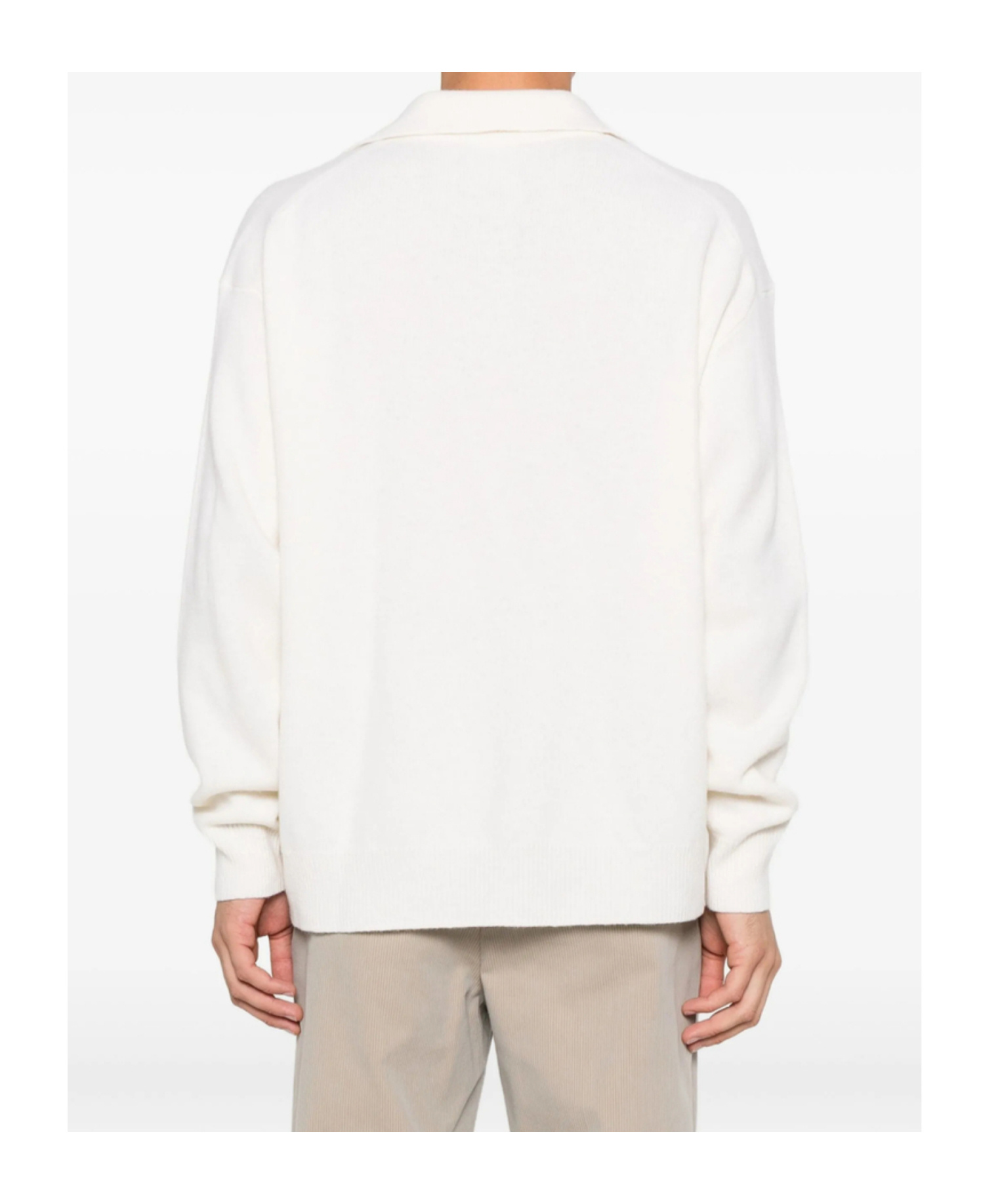 Roberto Collina Long Sleeve Ribbed Sweater In White