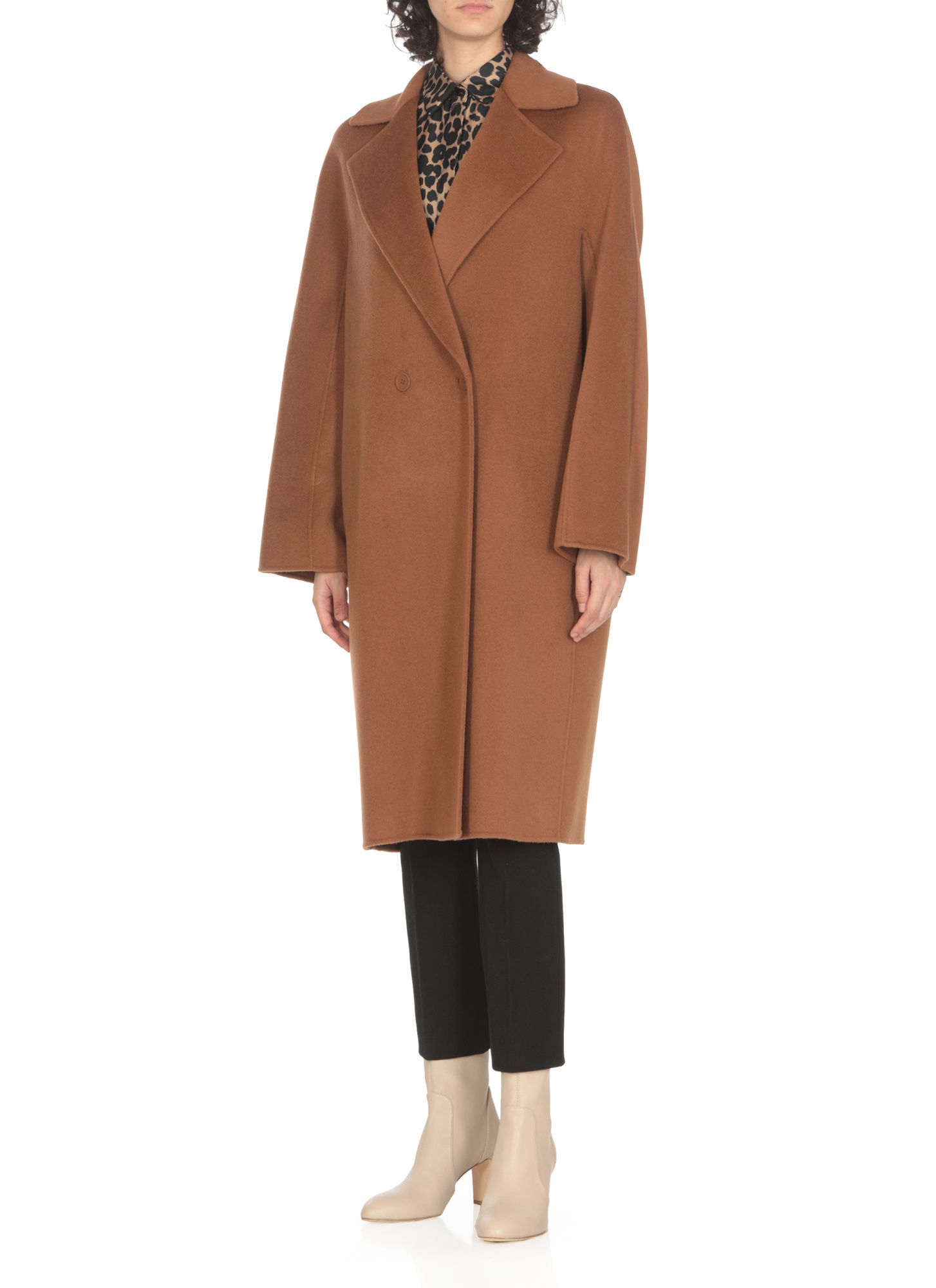 Max Mara Double-breasted Wool Cashmere Coat In Brown
