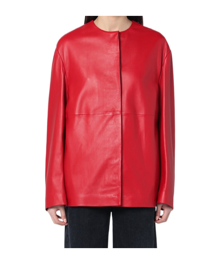 LOULOU STUDIO ROUND-COLLAR LEATHER JACKET