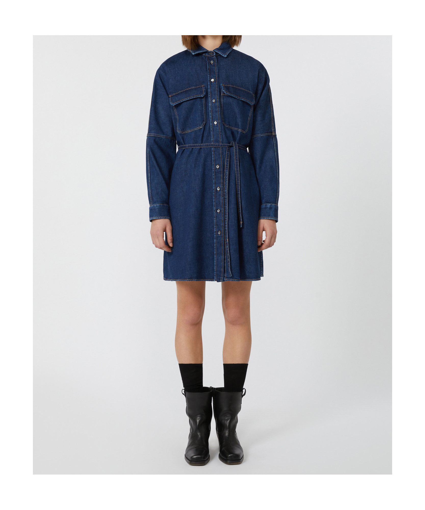 Weekend Max Mara Balenio Long Sleeve Denim Shirtdress In Blue