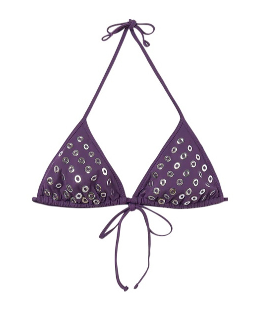 Gimaguas Triangle Cup Bikini Top Featuring Eyelet Embellishments In Purple
