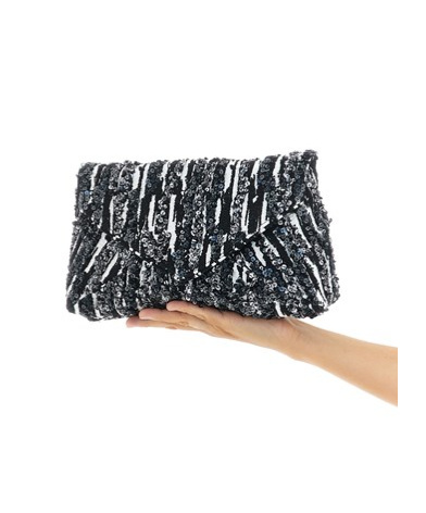 Dries Van Noten Pleated Jacquard Clutch In Black