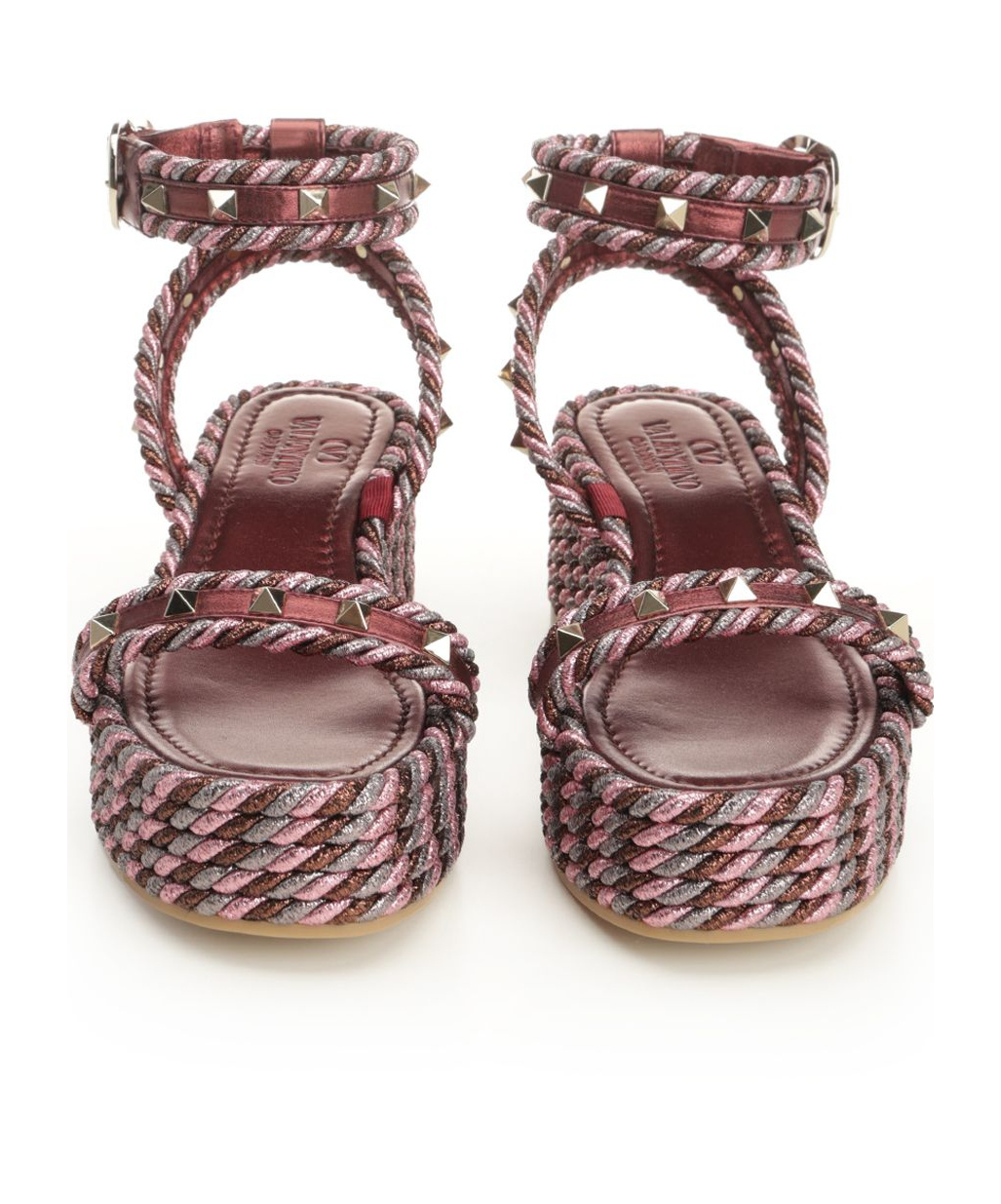 Valentino Open Toe Flat Sandals In Multi