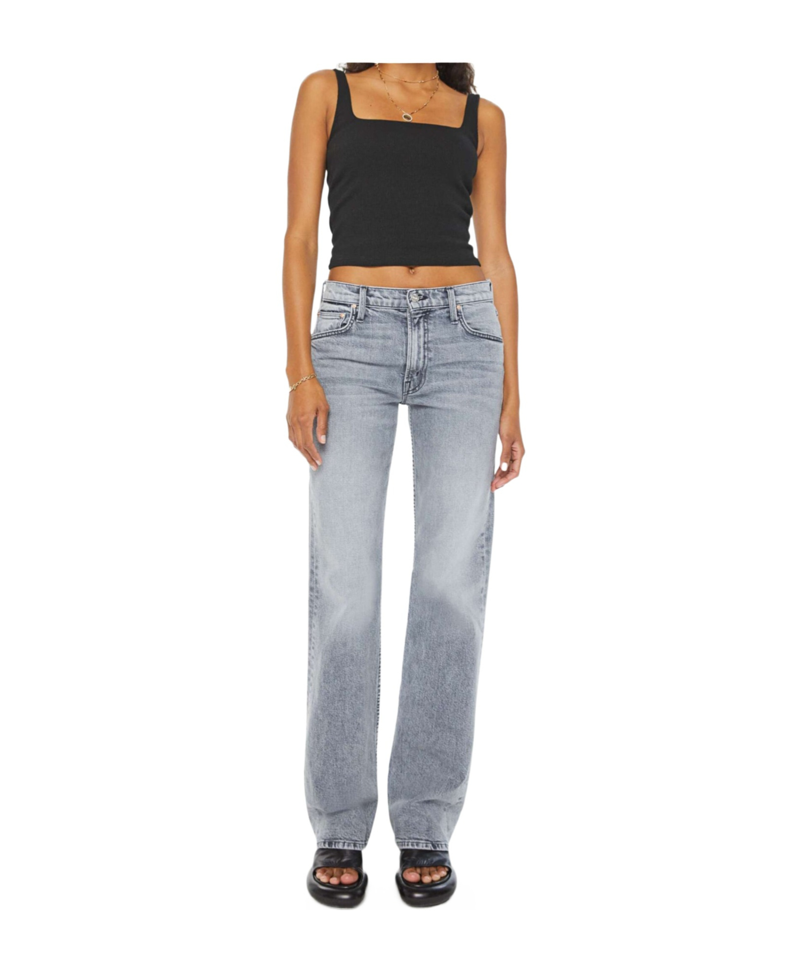 Mother The Enchanter Heel Jeans In Gray