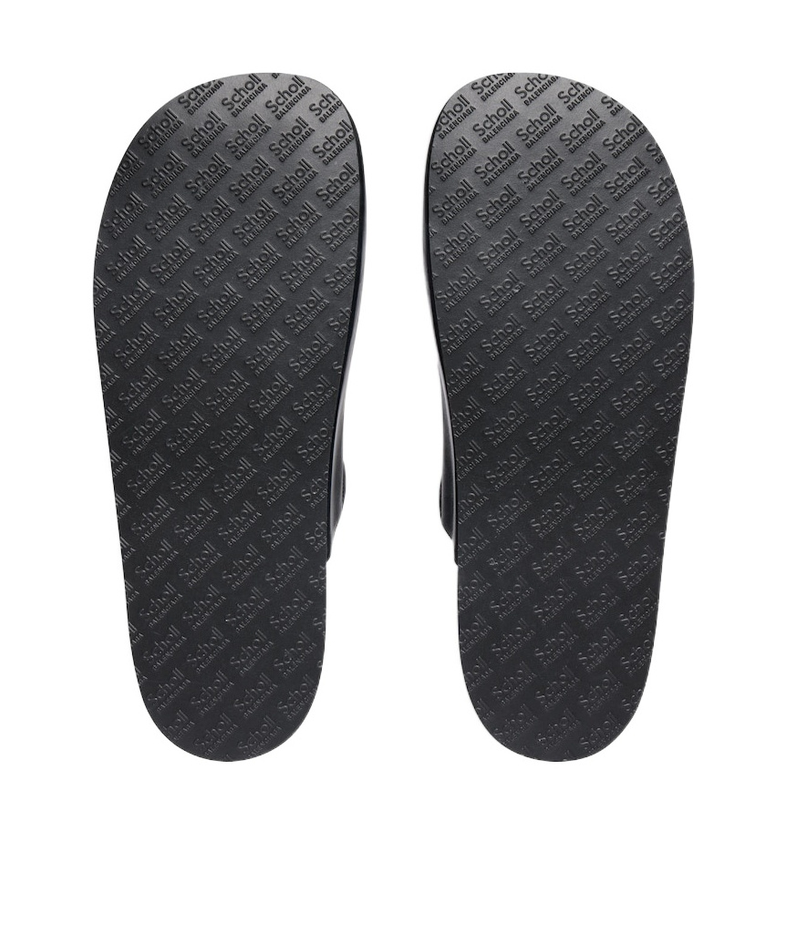 Balenciaga Men Leather Mules With Cork Insole In Black