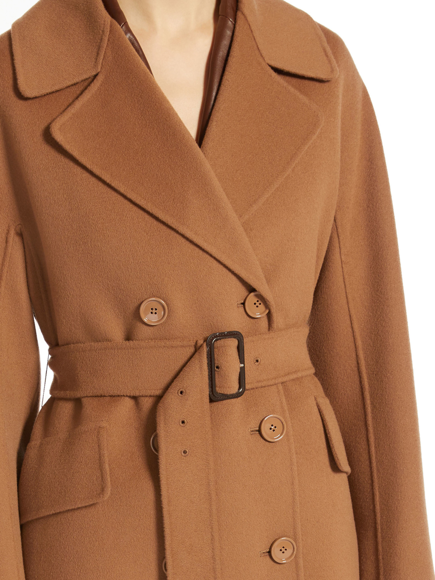 Max Mara Wool Belted Coat In Brown
