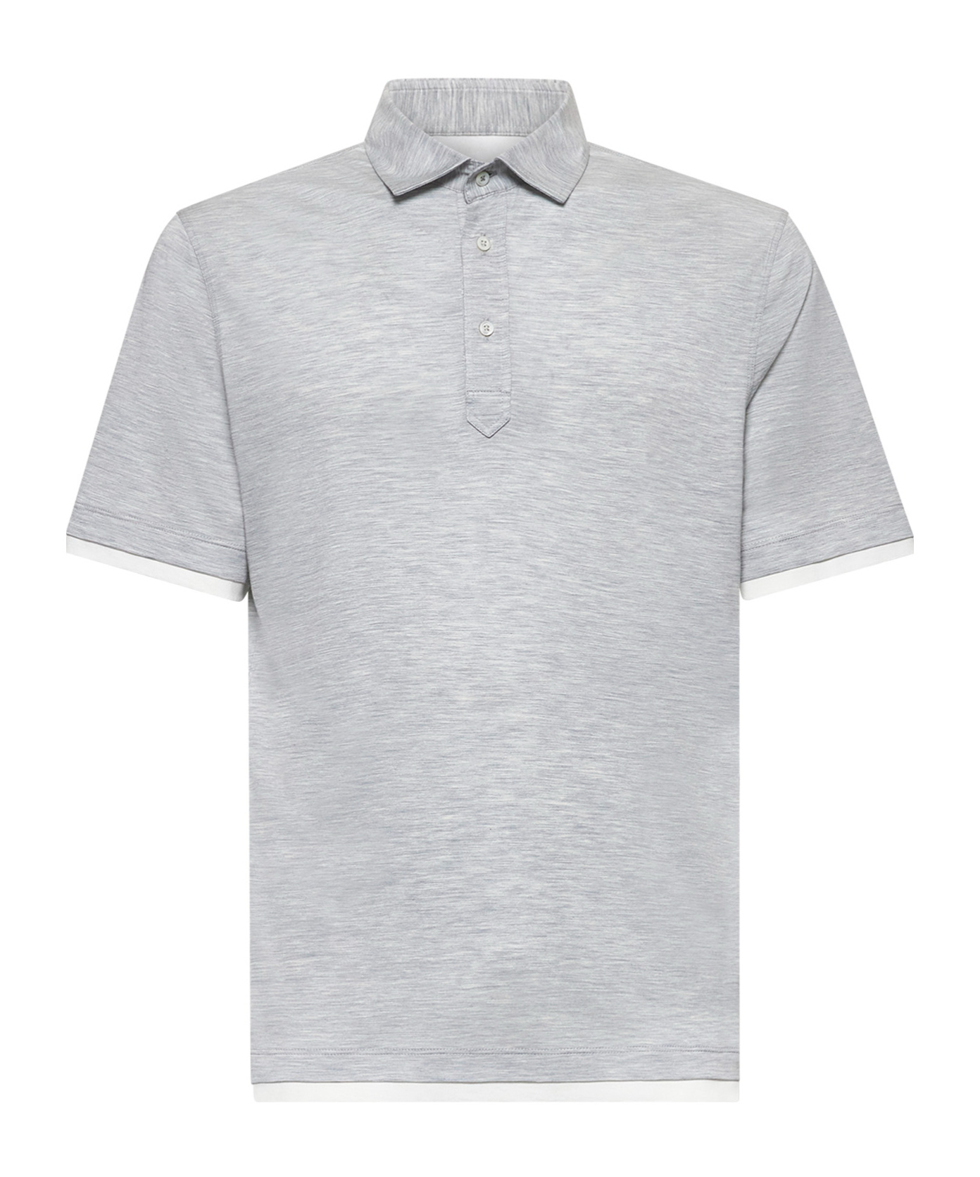 Brunello Cucinelli Grey Jersey Faux-layering Polo Shirt In White
