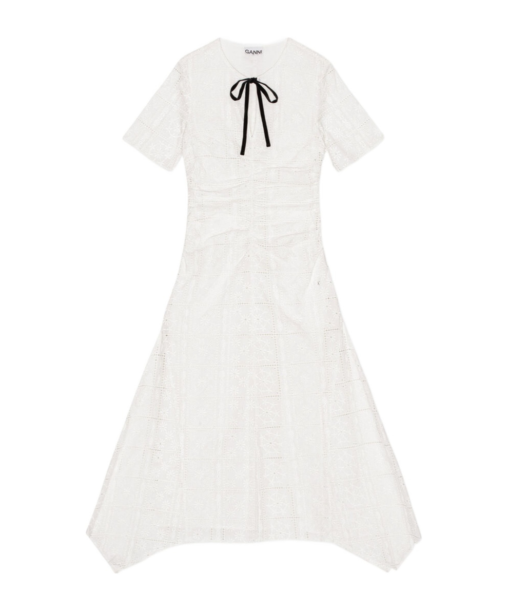 Shop Ganni White Broderie Anglaise Long Dress