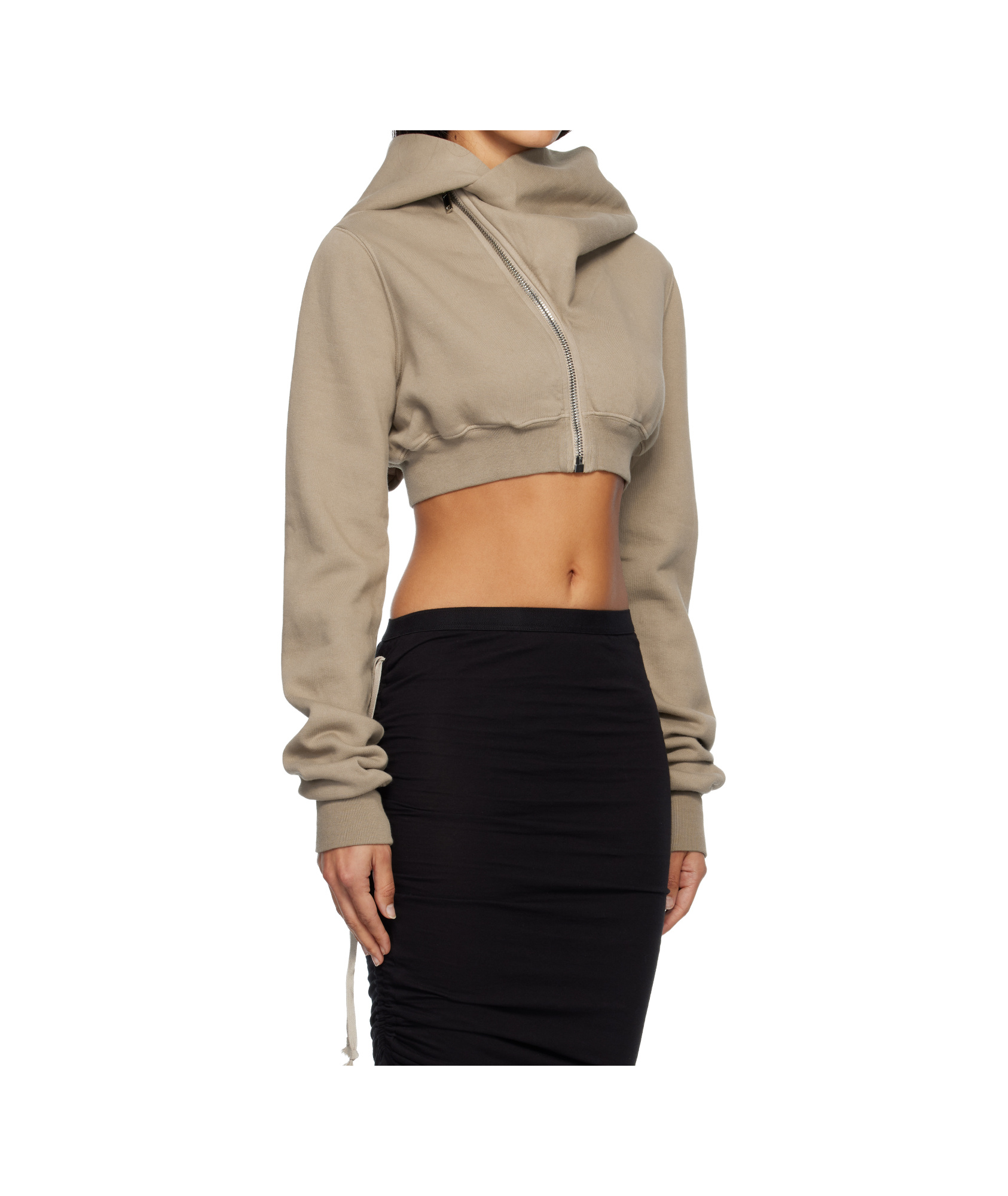 Rick Owens Drkshdw Thick Organic Cotton Fleece Hooded Sweatshirt In Brown