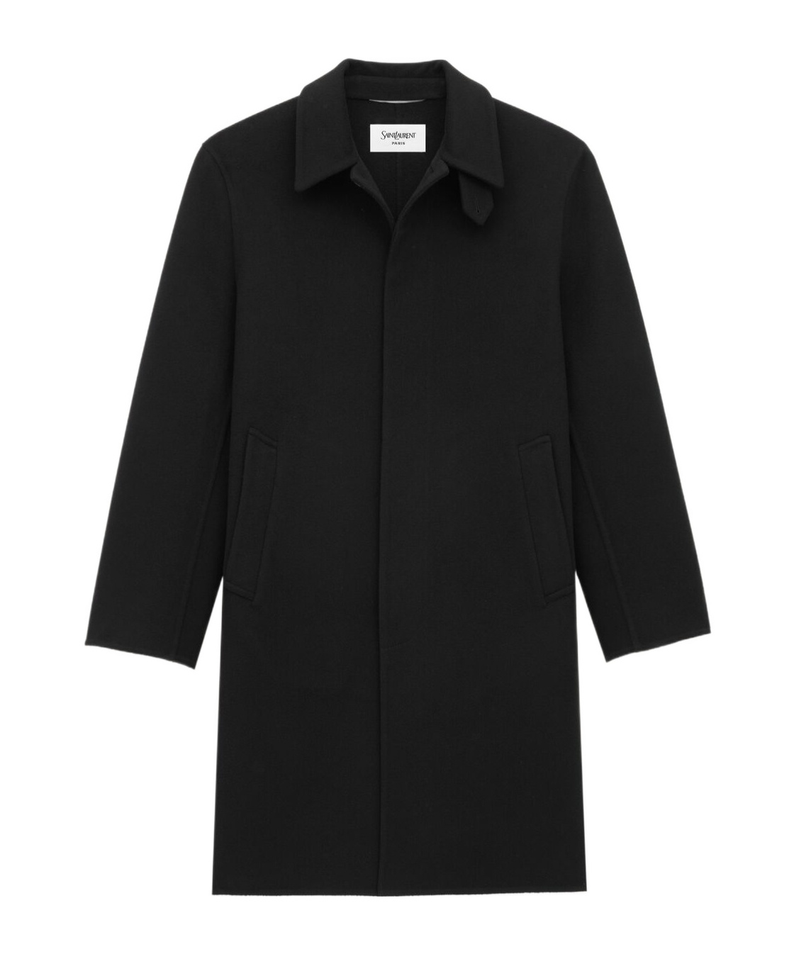 Saint Laurent Coat In Double-face Wool In Black