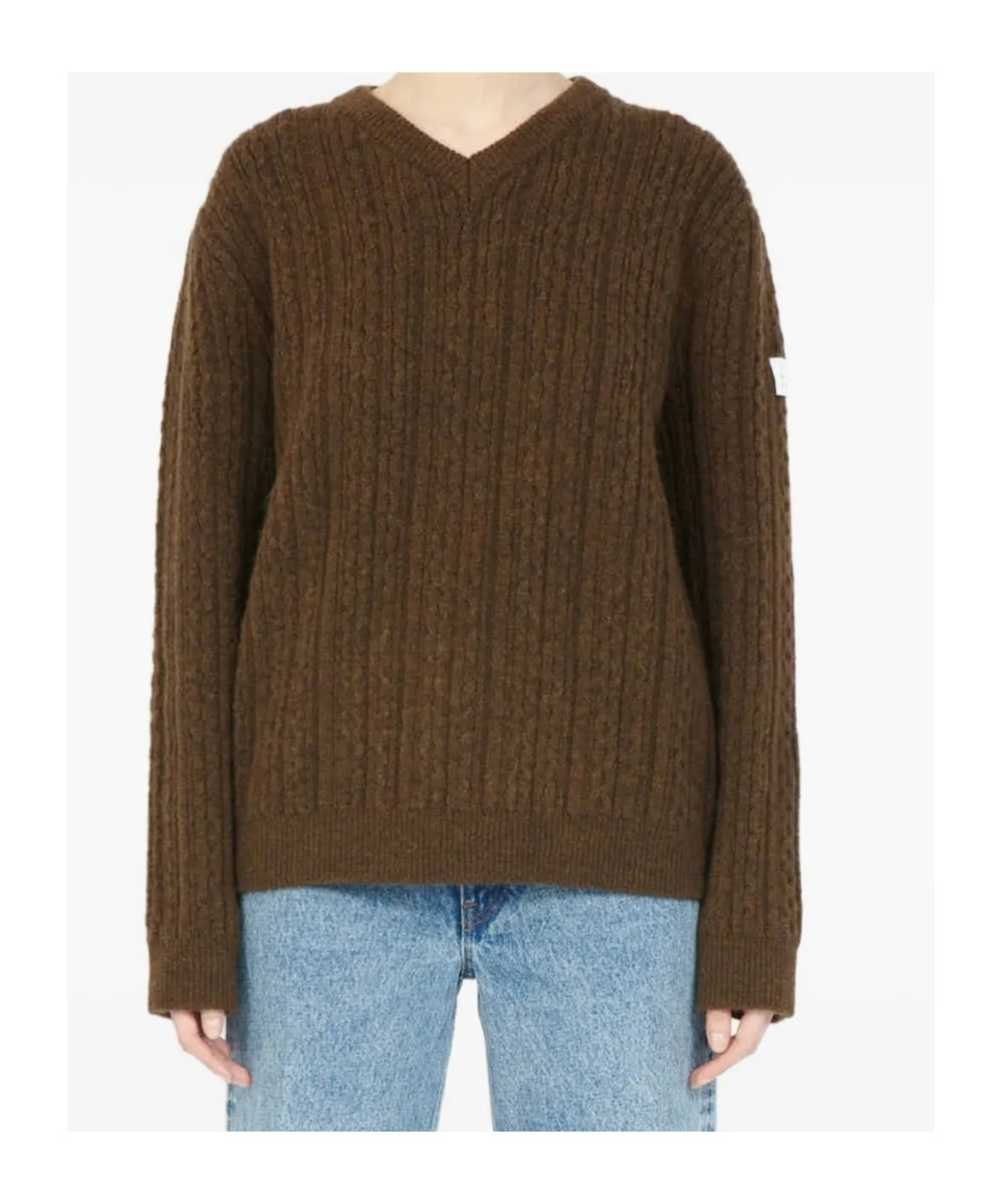 Mm6 Maison Margiela V-neck Ribbed Sweater In Animal Print
