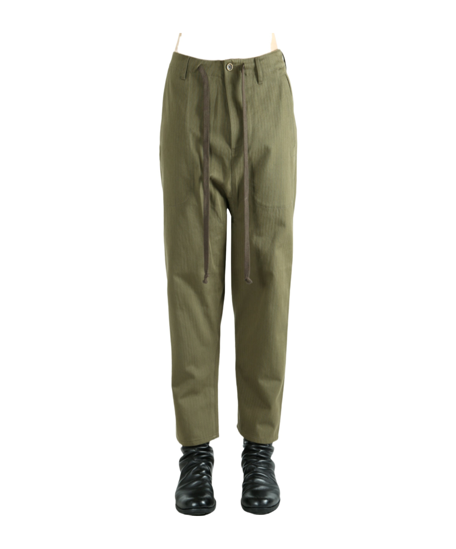Uma Wang Belt Loop Casual Pants In Green
