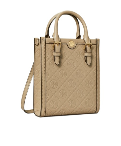 Tory Burch Mini T Monogram Tote Bag In Nude