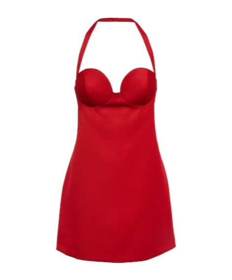 Magda Butrym Halterneck Virgin Wool Minidress In Red