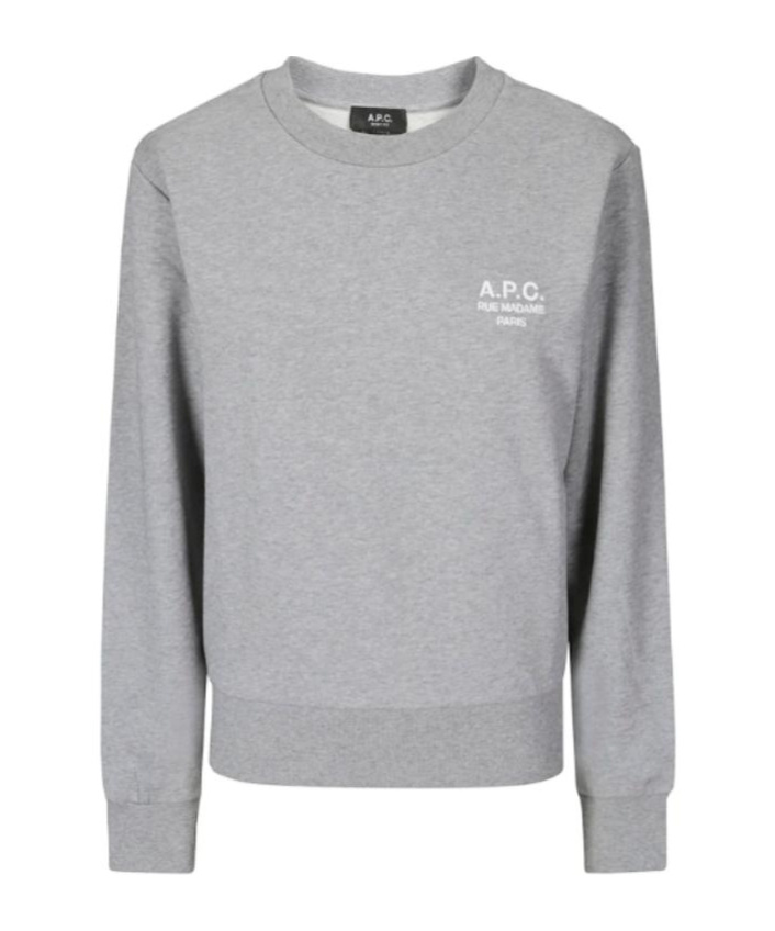 Apc A.p.c. Rue Madame Logo Embroidered Crewneck Sweatshirt In Gray