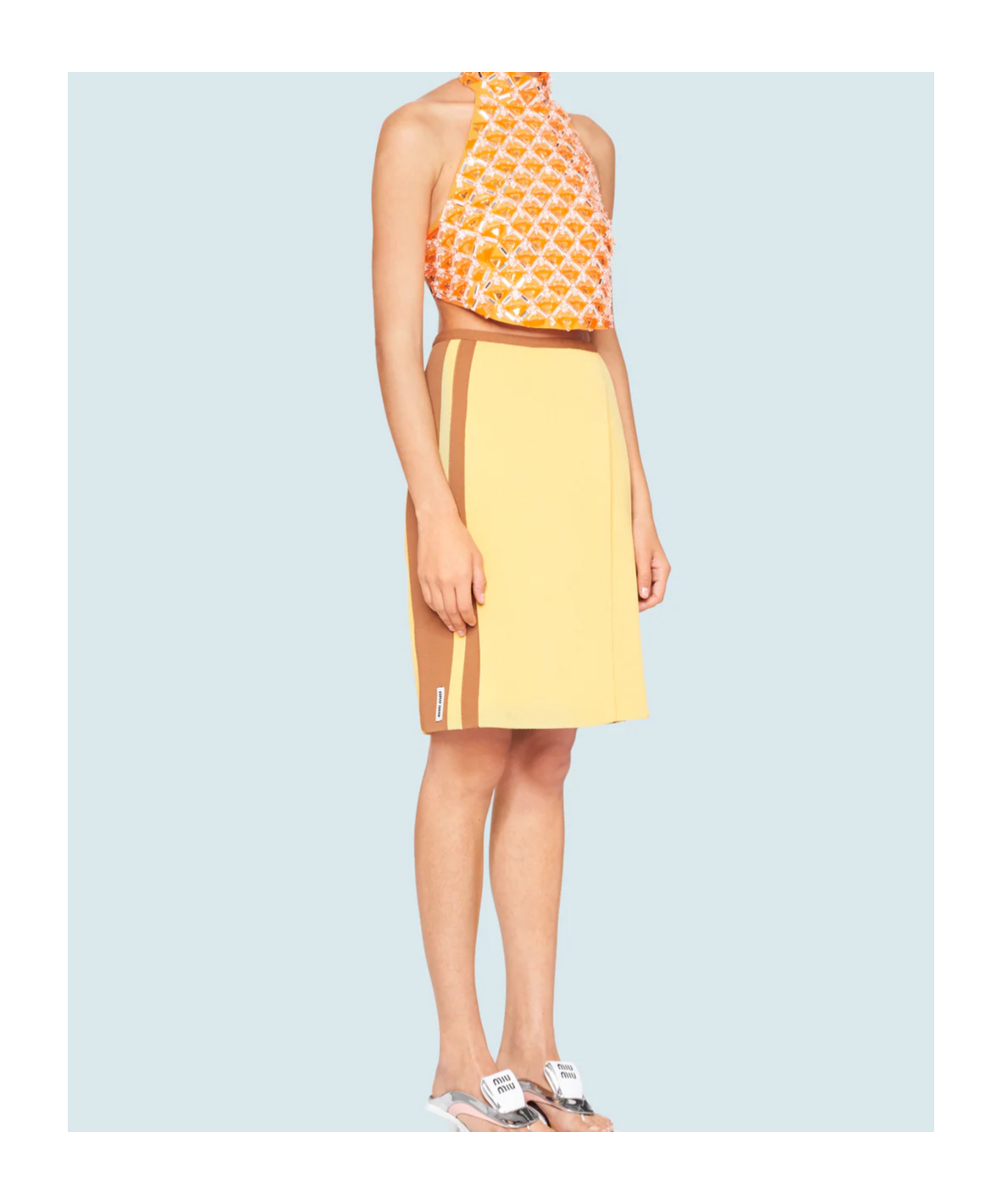 Miu Miu Knitted Midi Skirt In Yellow
