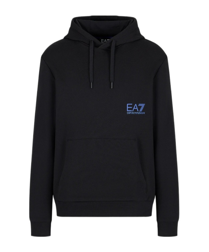 Ea7 Logo Logo Hooded Sweater In Black