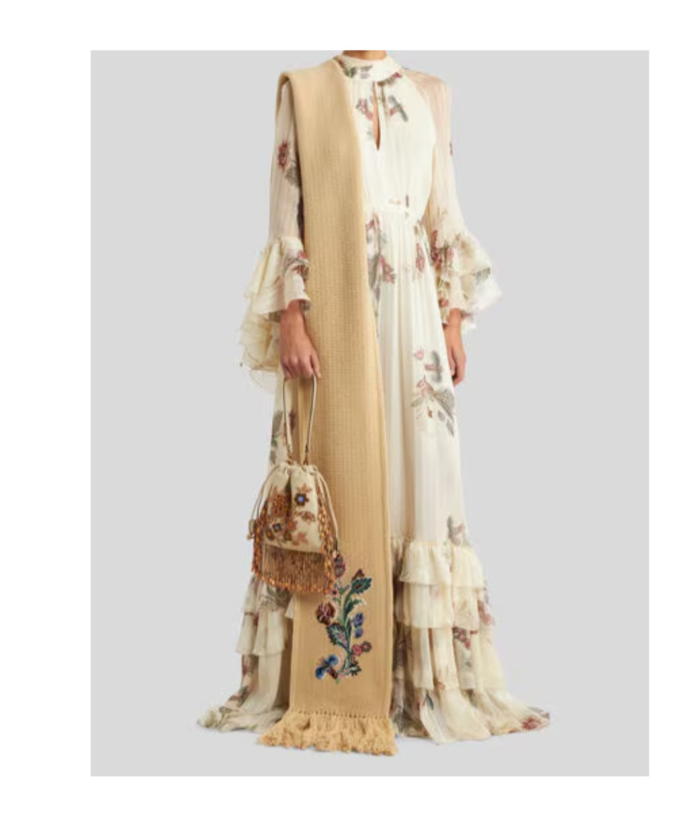 Etro Tiered Tie-neck Floral-print Silk-crepon Maxi Dress In Neutral