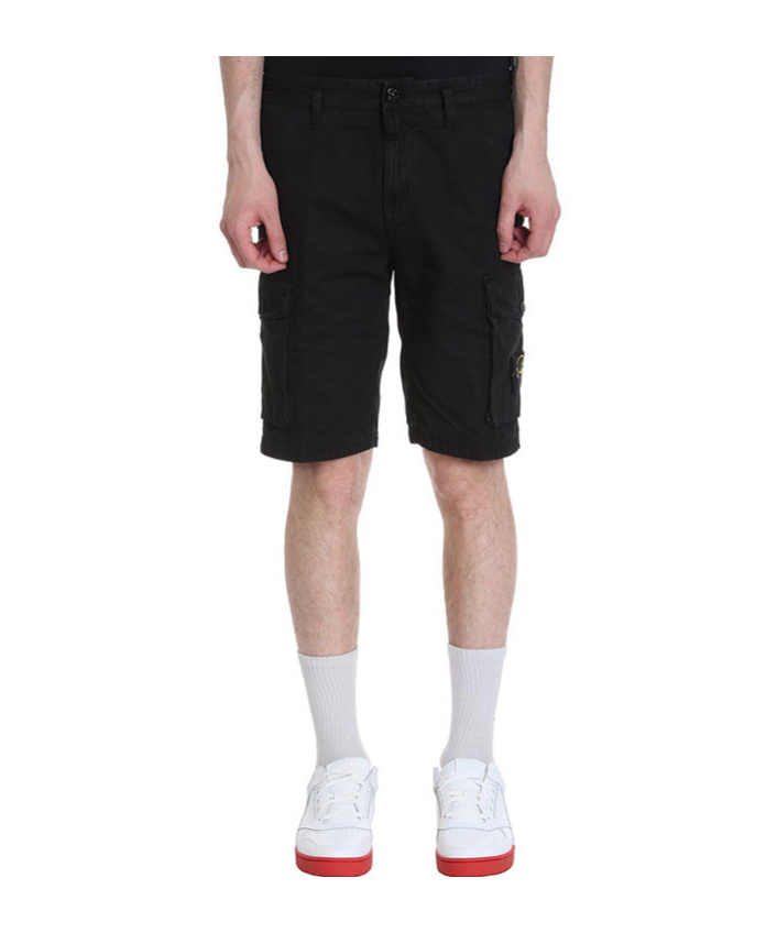 Stone Island Logo Decal Shorts In Black