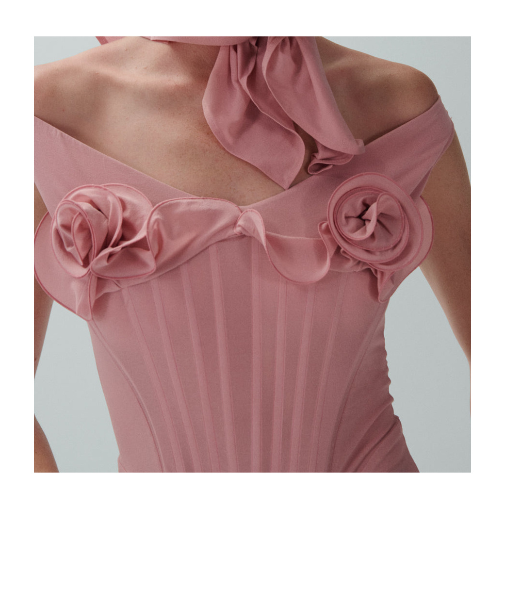 Magda Butrym Pink Floral Bustier Midi Dress In Pink
