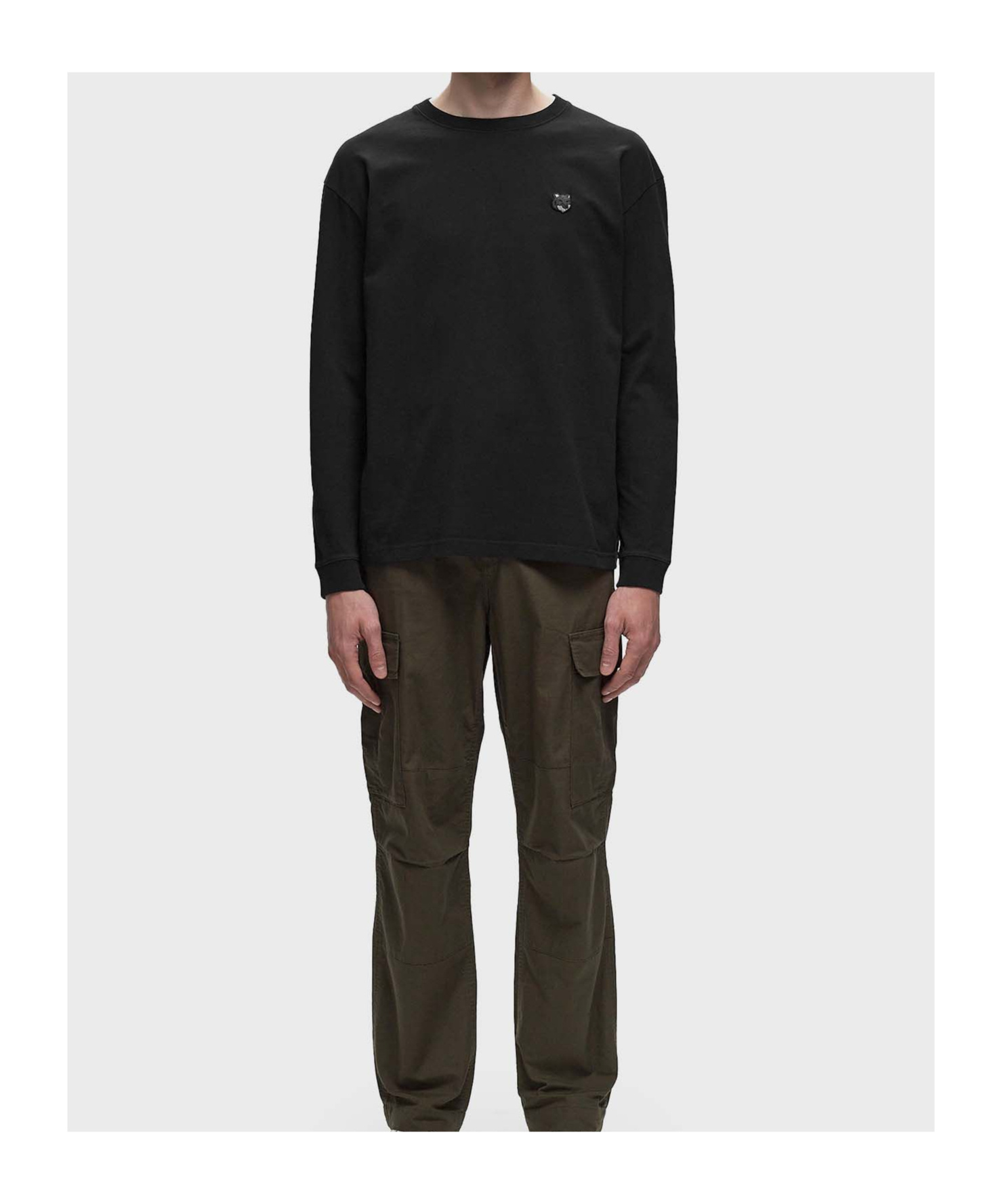 Maison Kitsuné Bold Fox Head Patch Long-sleeved T-shirt In Black