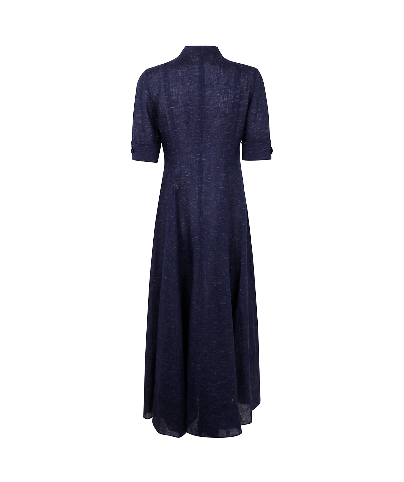 Emporio Armani Icon Linen Blend Chambray Maxi Dress In Navy Blue