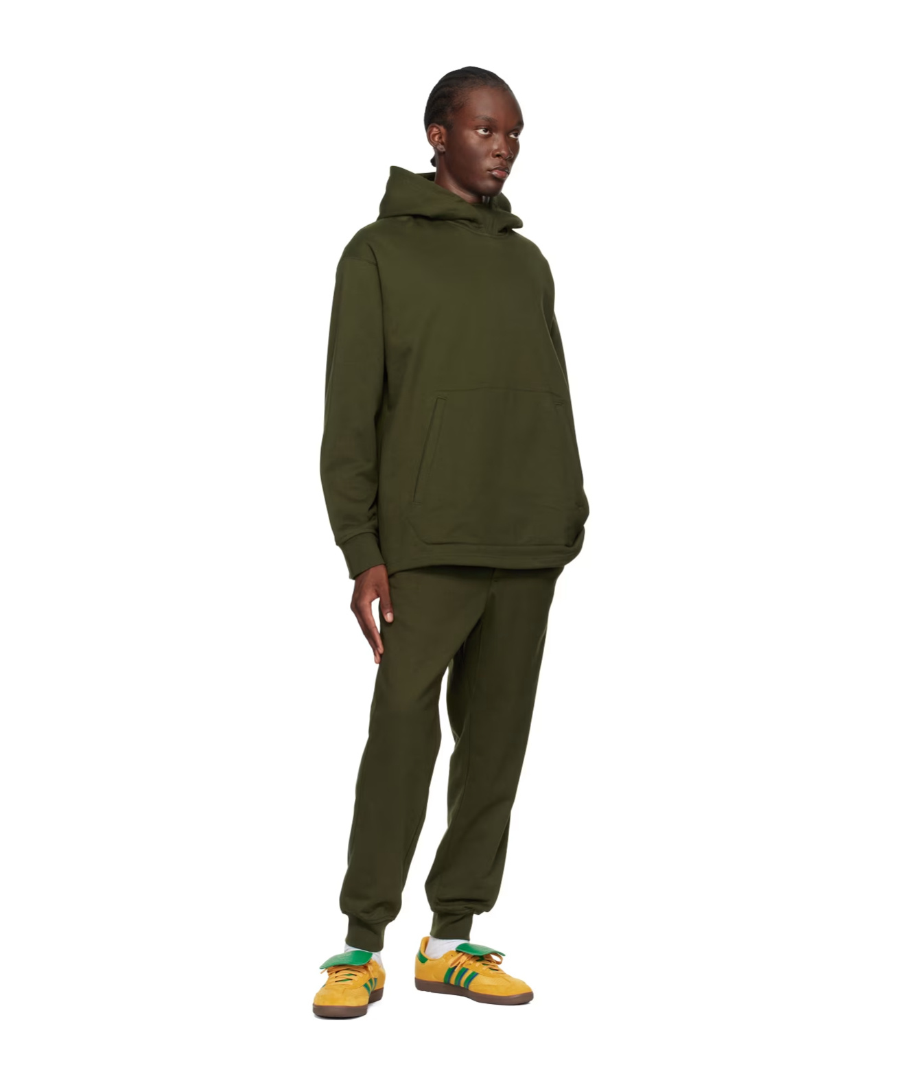 Y-3 Hooded Long-sleeved Hoodie In Green
