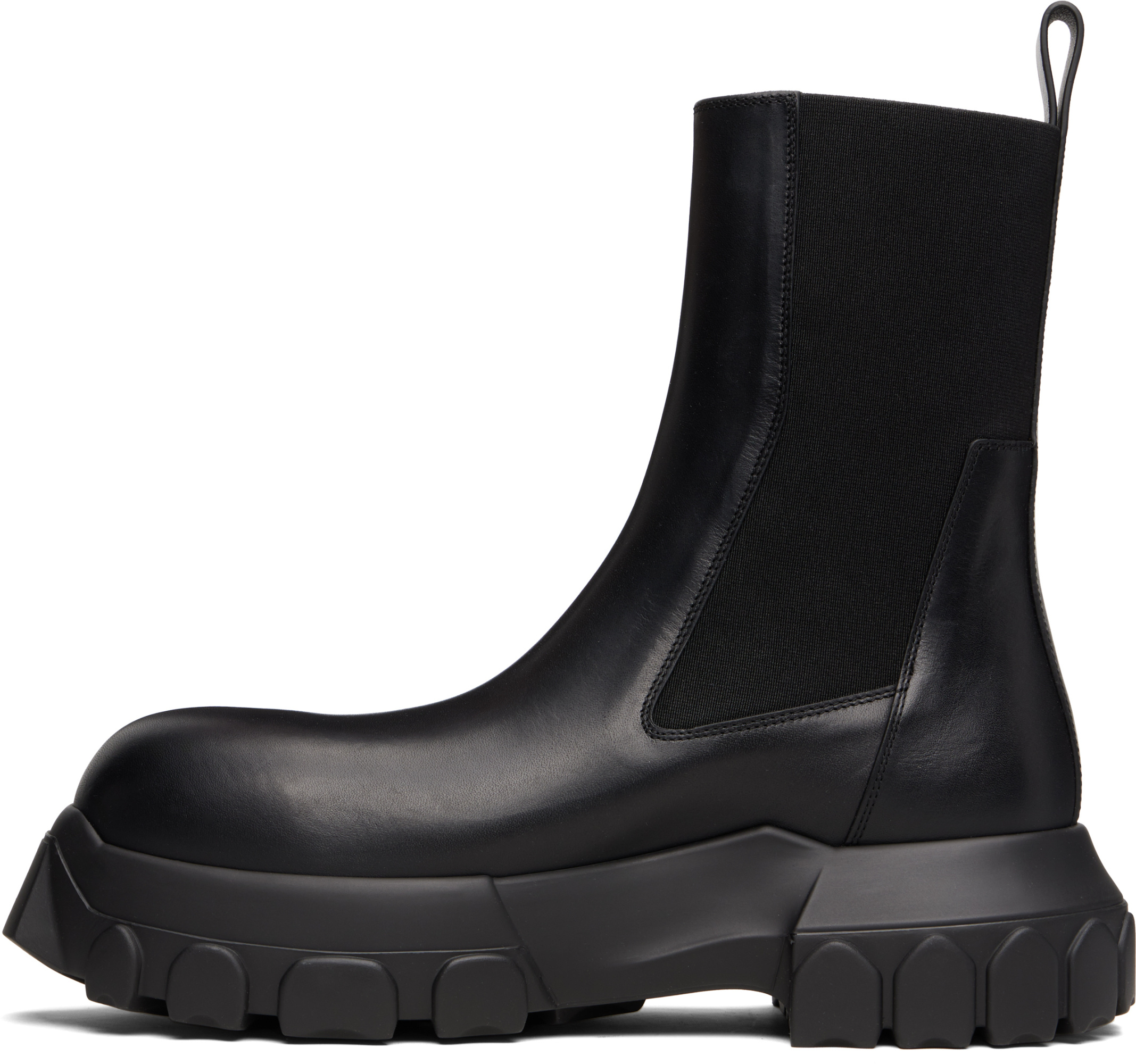 Rick Owens Black Concordians Beatle Bozo Tractor Chelsea Boots In Black