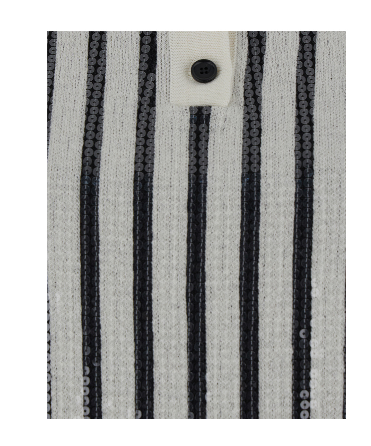 Shop Msgm Sequin-embellished Striped Polo Jumper In Gray