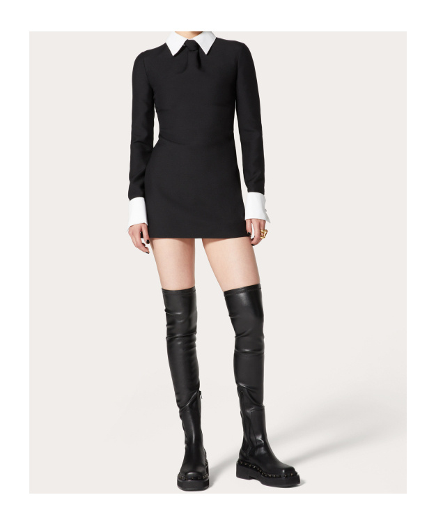 Valentino Crepe Couture Mini Dress In Black