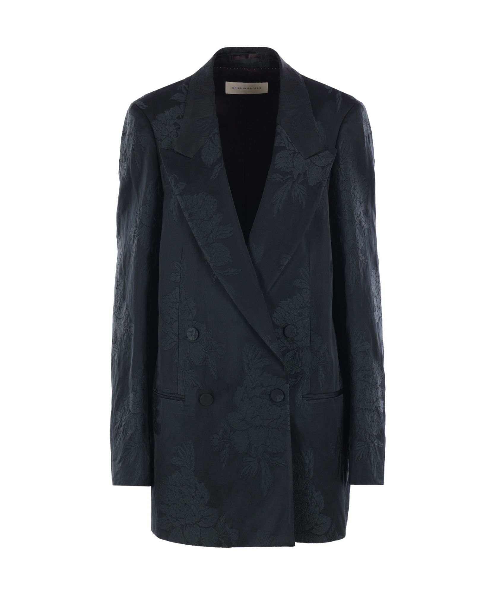 Dries Van Noten Blink Double-breasted Jacket In Jacquard In Dark Green