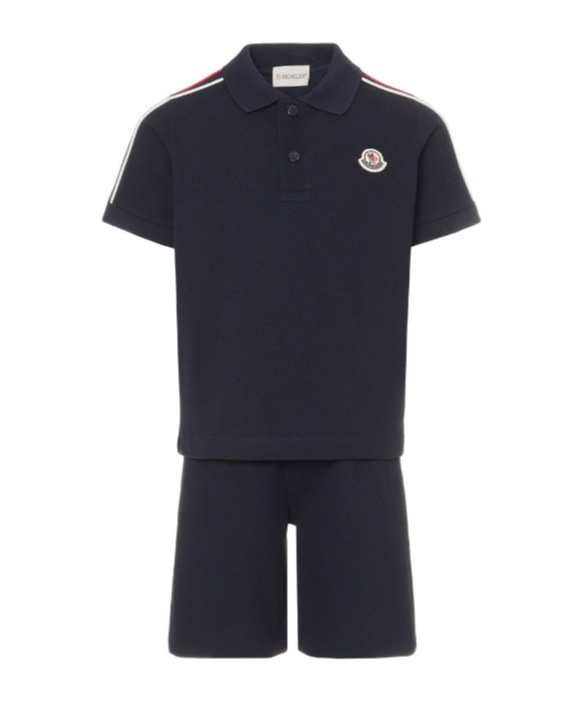 Moncler Short-sleeved Polo Shirt Set In Blue