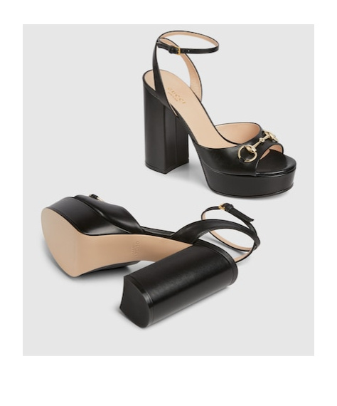 Gucci Damensandale Mit Plateausohle Und Horsebit In Black