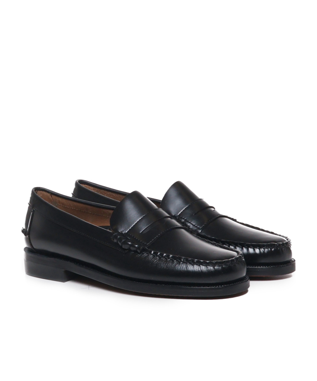 Sebago Round Toe Slip-on Moccasins With Cut-out Upper Design In Black