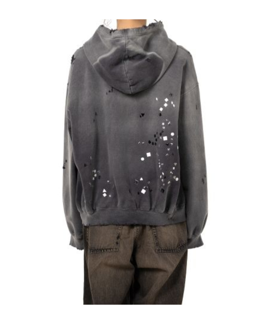 Miharayasuhiro Distressed Embellished Hooded Top In Black