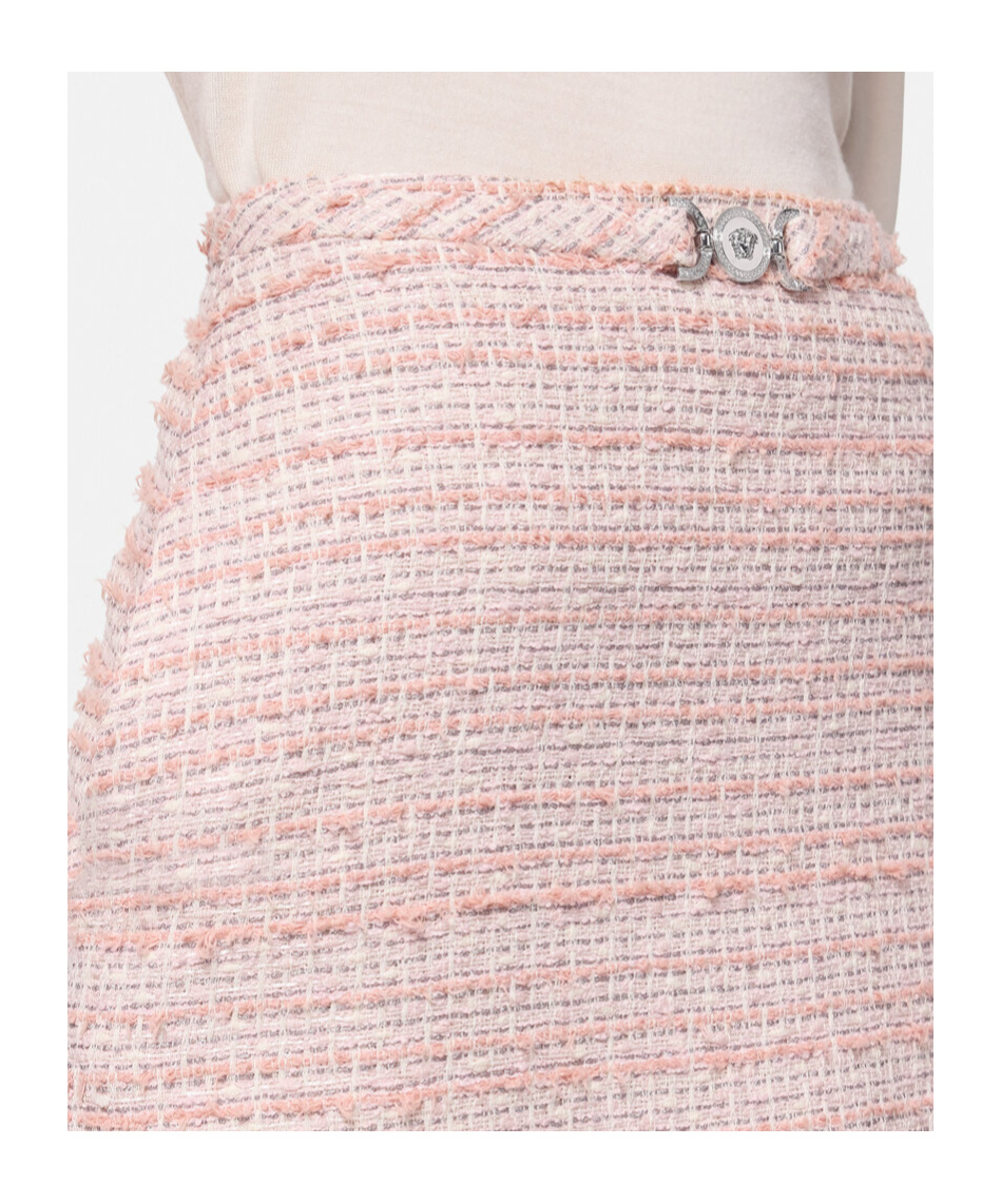 Versace Pink Ribbed Blend Skirt In Pink