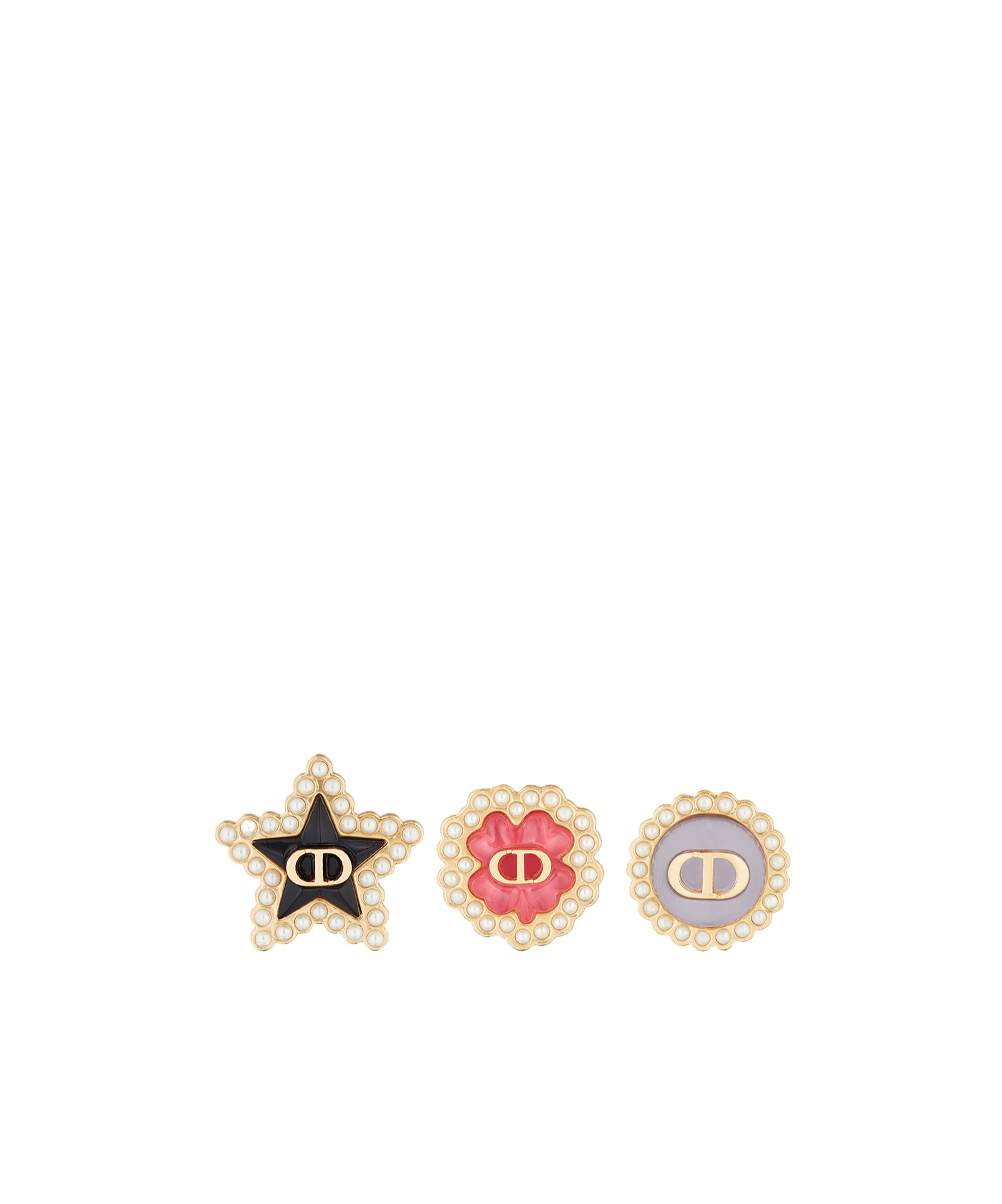 Dior Inlaid Earrings Set Of Three In Multi