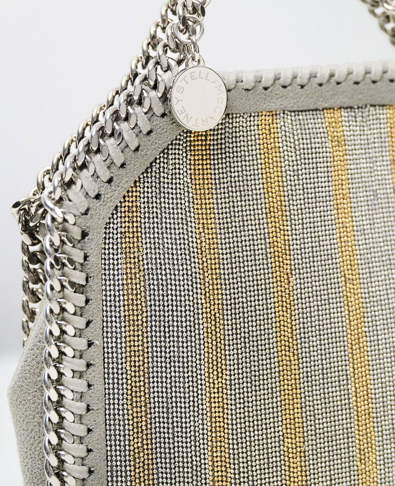 Stella Mccartney Limited-edition Falabella Metallic Chain-embroidered Tiny Tote Bag
