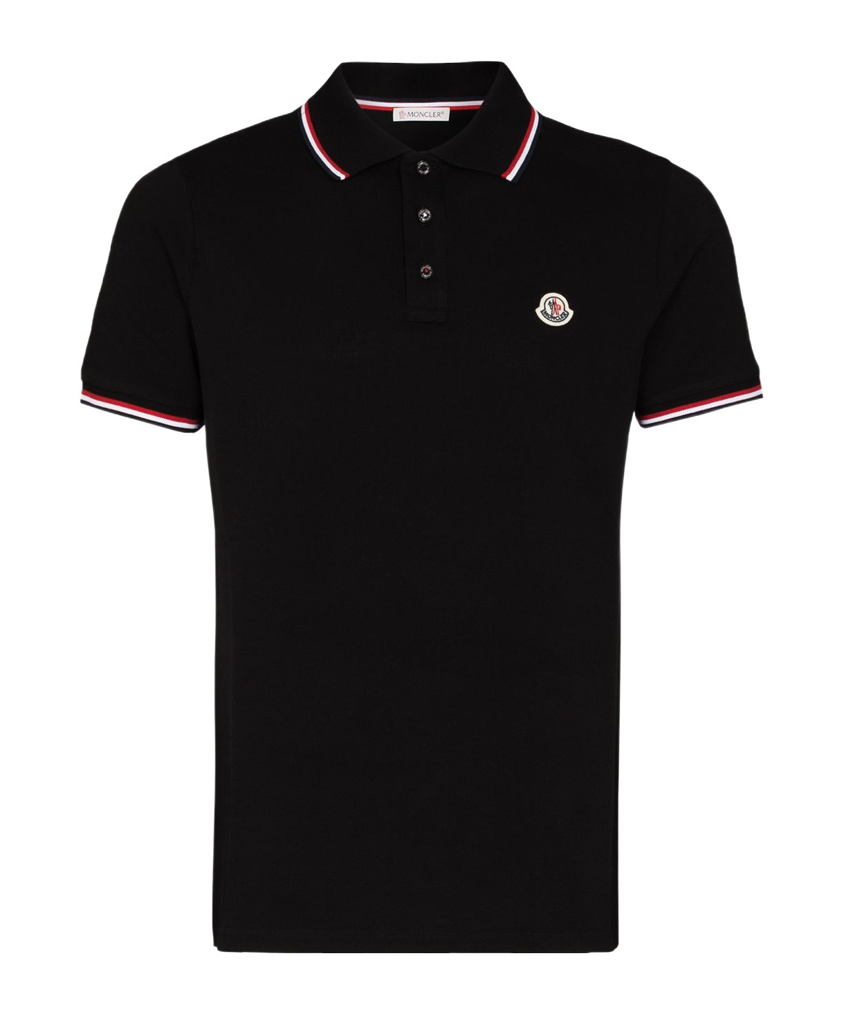 Moncler Short Sleeve Round Collar Polo Shirt In Black