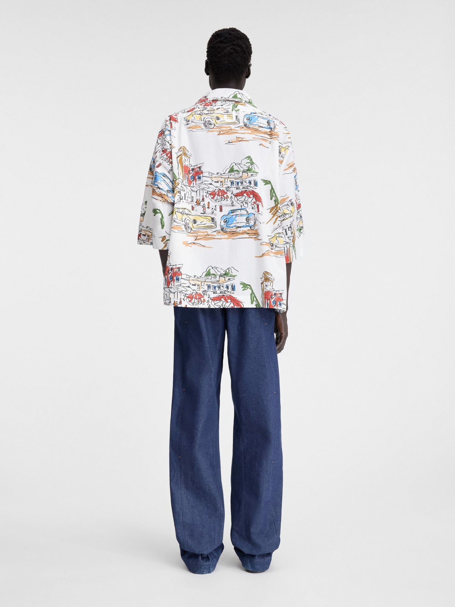 Shop Jacquemus Capri Cars Oversized Bowling Shirt In White