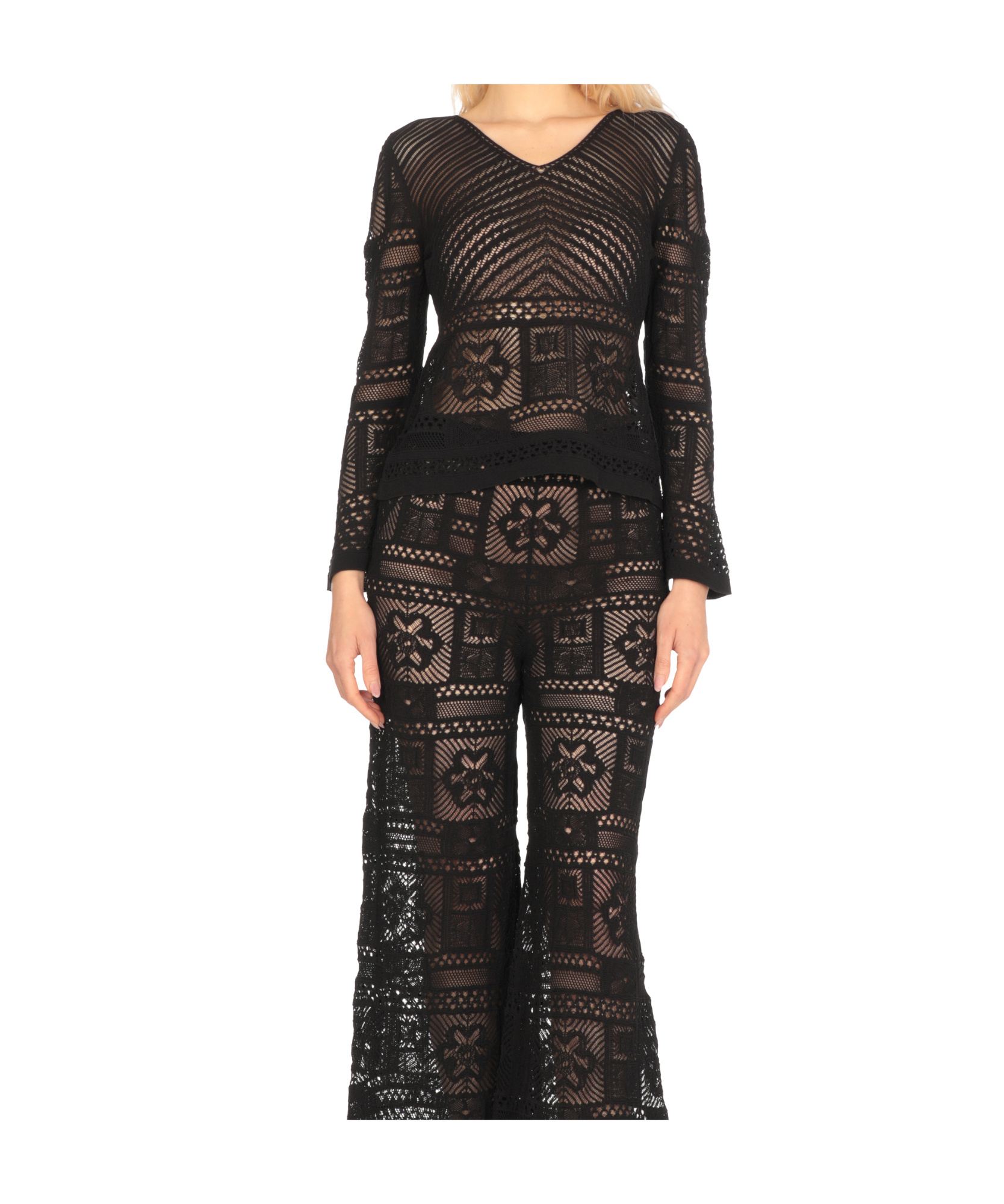 D Exterior D.exterior Lace Knit Sweater In Black
