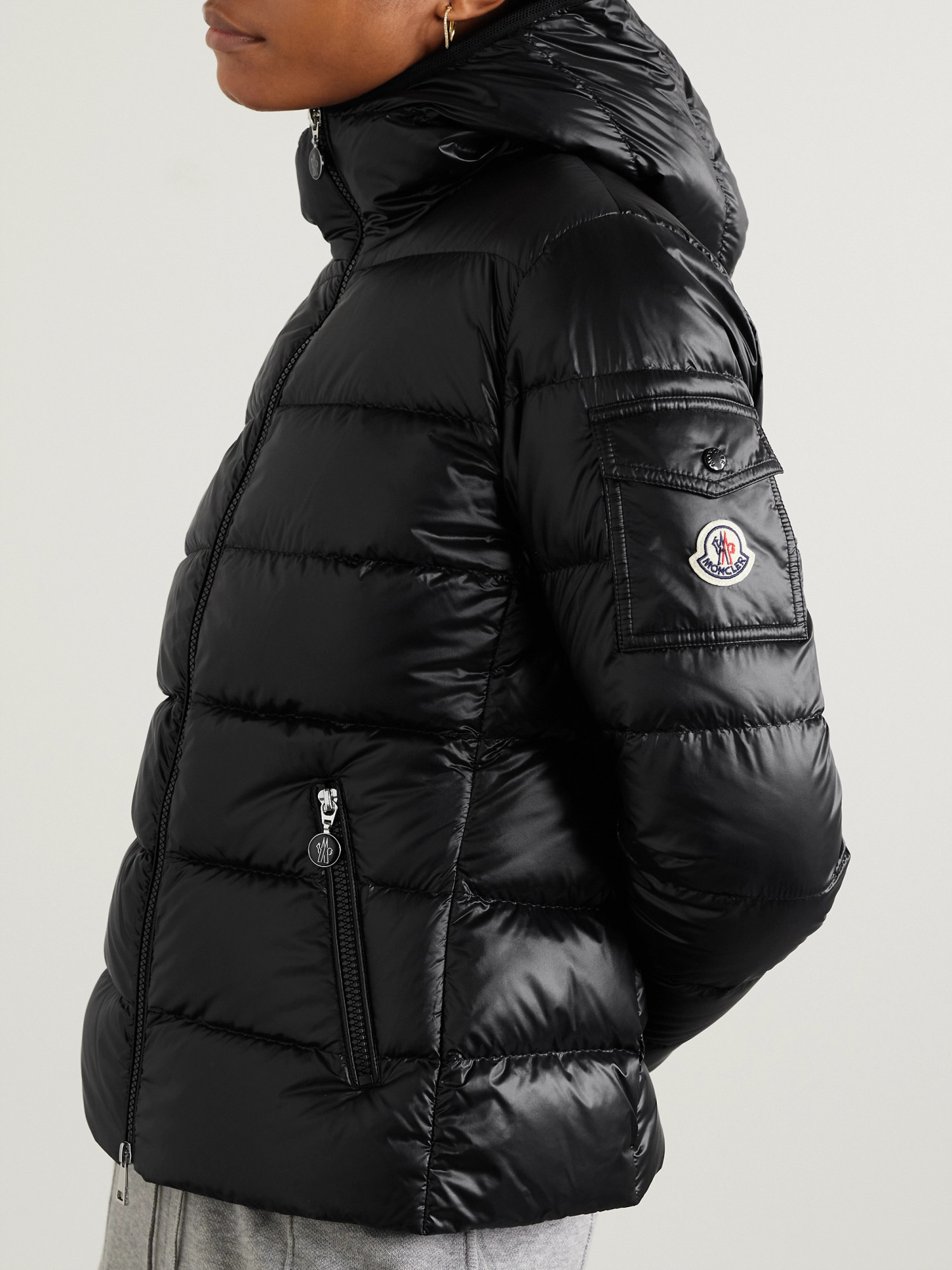Moncler Long-sleeved Down Jacket In Black