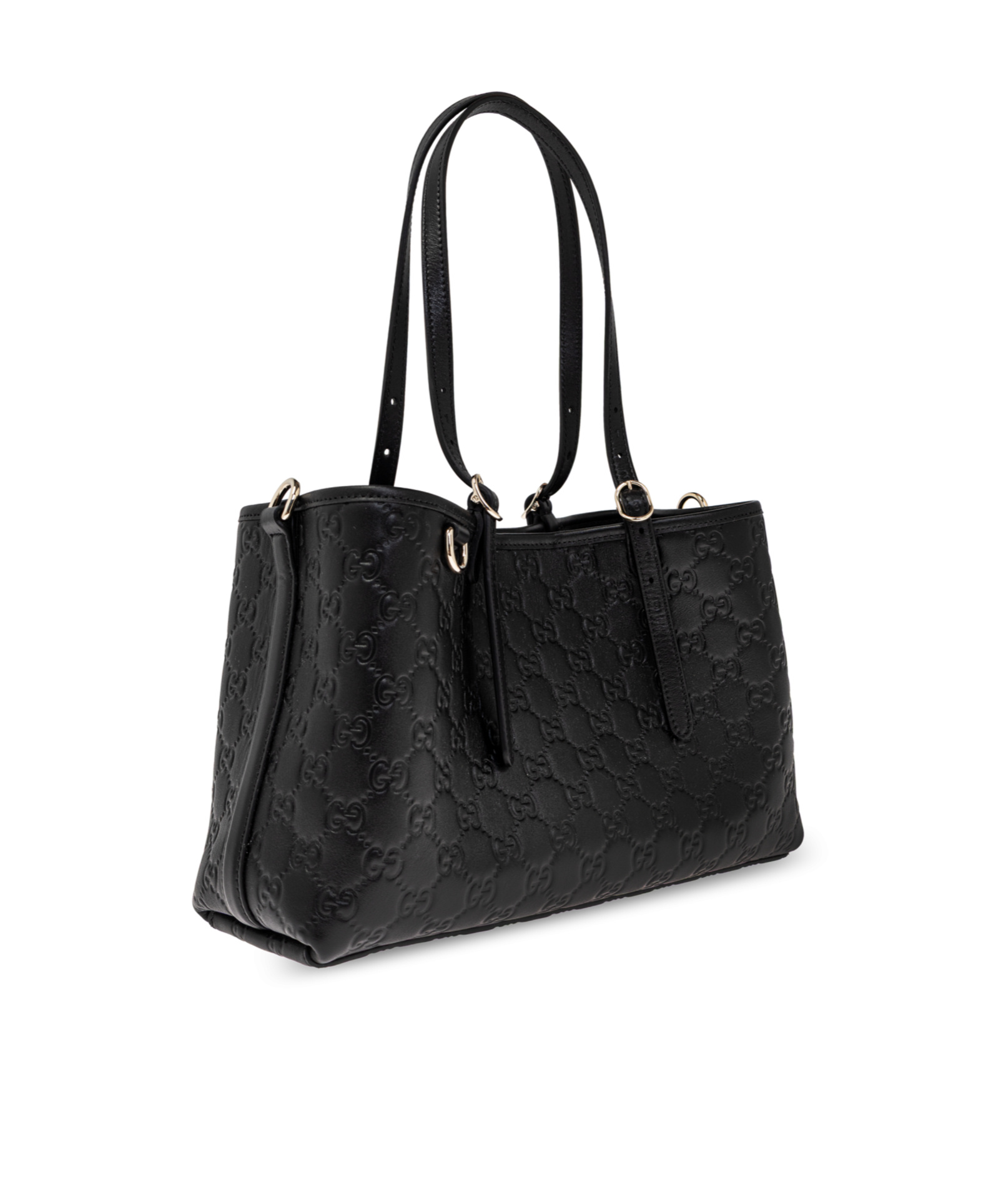 Gucci Women Gg Emblem Leather Shoulder Bag In Black